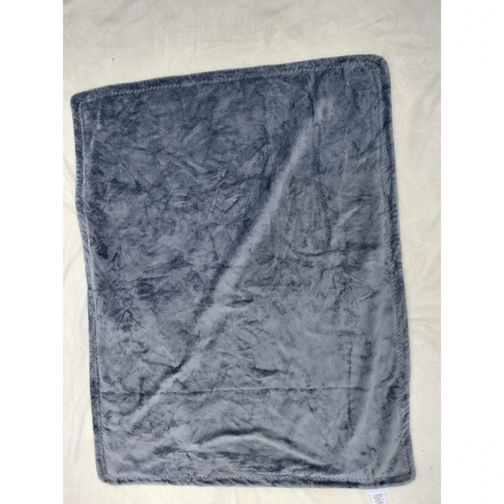 Pottery Barn Kids Stroller Blanket Blue Gray Plush Recycled Polyester 30x40